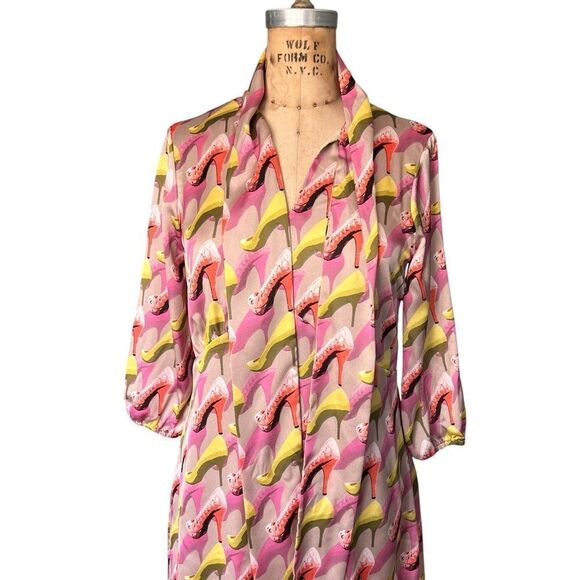KATE L'ALTRAMODA Vibrant High Heel Print Dress Size M - Picture 5 of 8